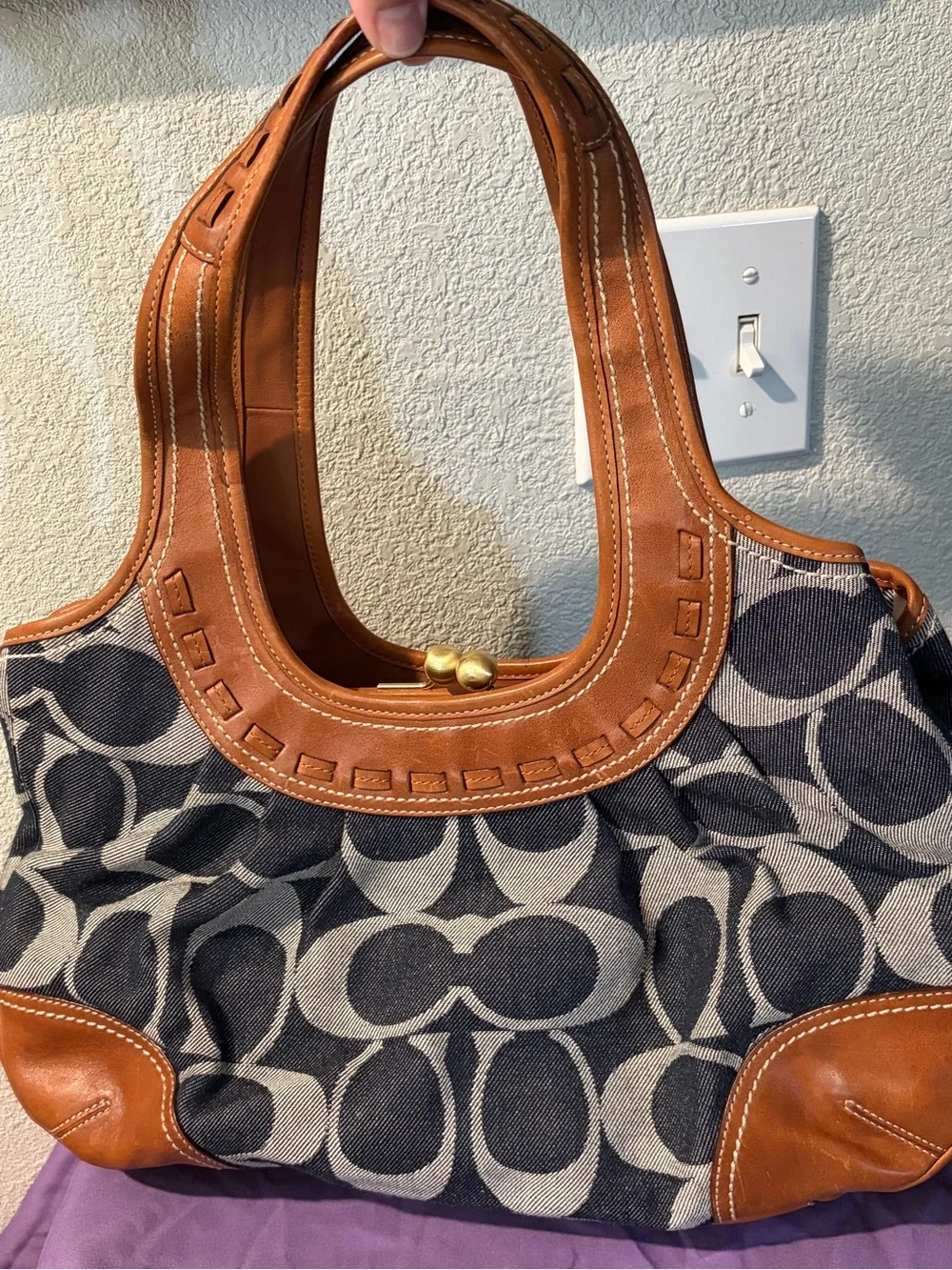 Coach Ergo Denim Kisslock Hobo Satchel NWOT & Navy Twisted Leather Wallet NWT